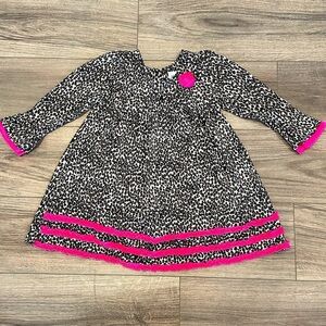 Rare Editions Girls 5T Leopard Print and Pink Ruffle Dress
